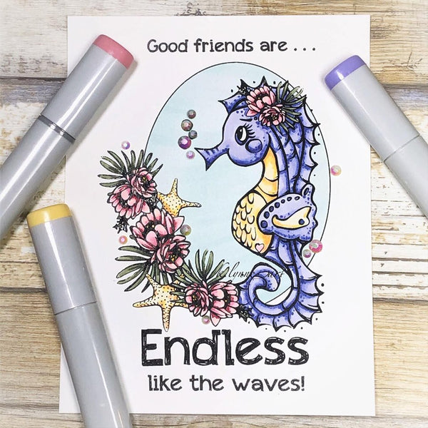 Sea Horse Samm digital (Pre-colored) Stamp Set