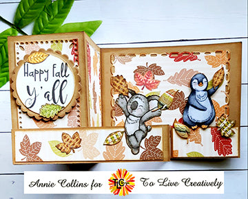 The special folds card project coated with the designer papers called Delicious from TLC Designs using the Festive Friends digital stamp illustrations from TLC Designs! Happy Fall Y'all!