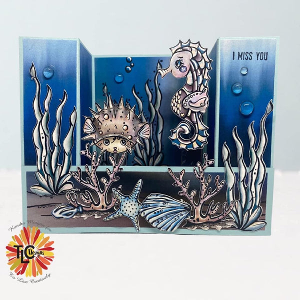 Sea Horse Samm digital (Pre-colored) Stamp Set