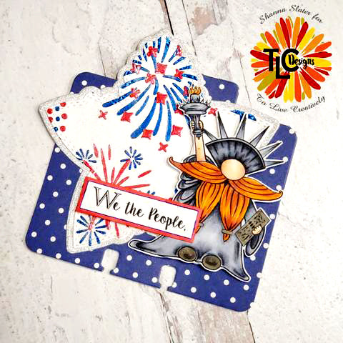 It's an independence celebration Memorydex card project with the free digital image Gnorman 4 all exclusively from TLC Designs shop