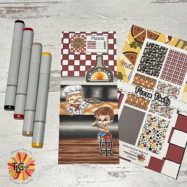 Pizza Party Slimline Digital Paper Pack