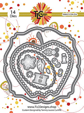 Build an apple shaped card with a darling little bumble bee die set called Apple A Day Die from TLCDesigns