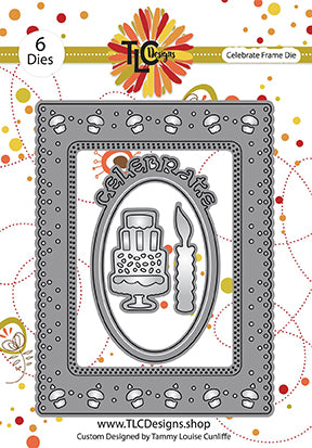 The backer card for Celebrate Frame die from TLCDesigns.shop