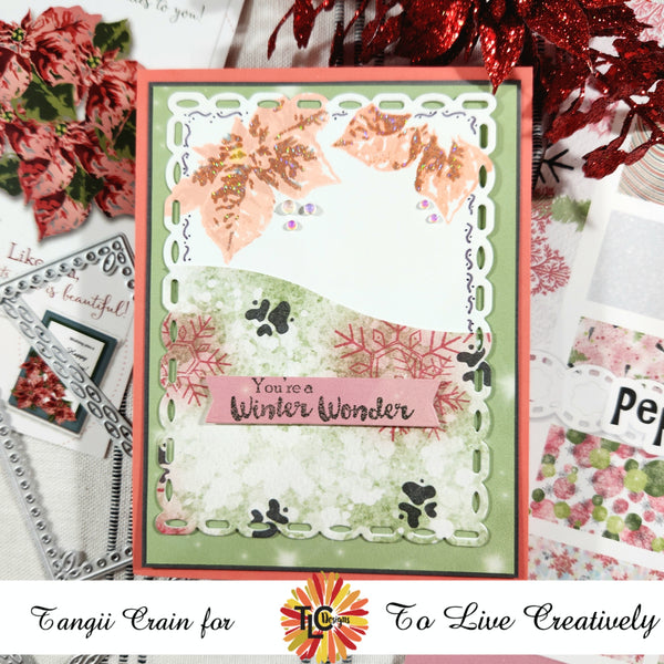Winter Florals & Snowflake Border Stencil