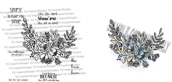 this is a watermarked png of the Happy Bouquet digital stamp available at TLCDesigns.shop with sentiments
