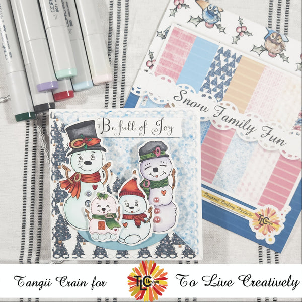 Snow Family Fun Slimline Digital Paper Pack