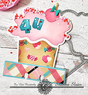 It's for the Rolodex! Not a greeting card but a cule shaped cupcake rolodex tab! The Cherry On Top die set from TLCDesigns.shop beautifully made into a pink topped (nearly edible) paper cupcake! Too cute for words!