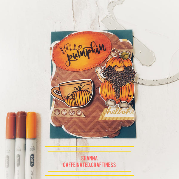 Jack O'Gnome is the perfect digital stamp for your Halloween or fall greeting cards!  His orange pumpkin outfit and a cuppa jo go together perfectly from TLCDesigns.shop