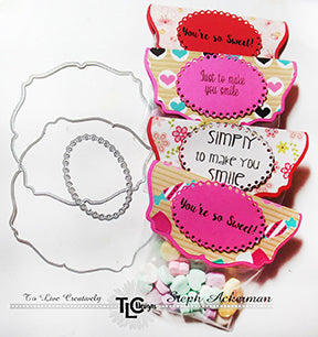 The Apple A Day die from TLCDesigns.shop can create more than just a card! These cute little bags full of candy valentines hears make the perfect classroom valentines! The frame folds in half and becomes the perfect place to display the message to your sweetheart!