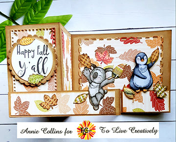 The special folds card project coated with the designer papers called Delicious from TLC Designs using the Festive Friends digital stamp illustrations from TLC Designs! Happy Fall Y'all!
