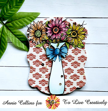 This is an easel card project with a beautiful bouquet of fall mums in a vase. Delicious paper pack and Koala Kindness digital stamps from TLCDesigns