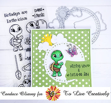 TLC Designs digital papers Simply Sweet is showing off it glorious greens and white spots with the Turtle-icious stamp by DT Candace