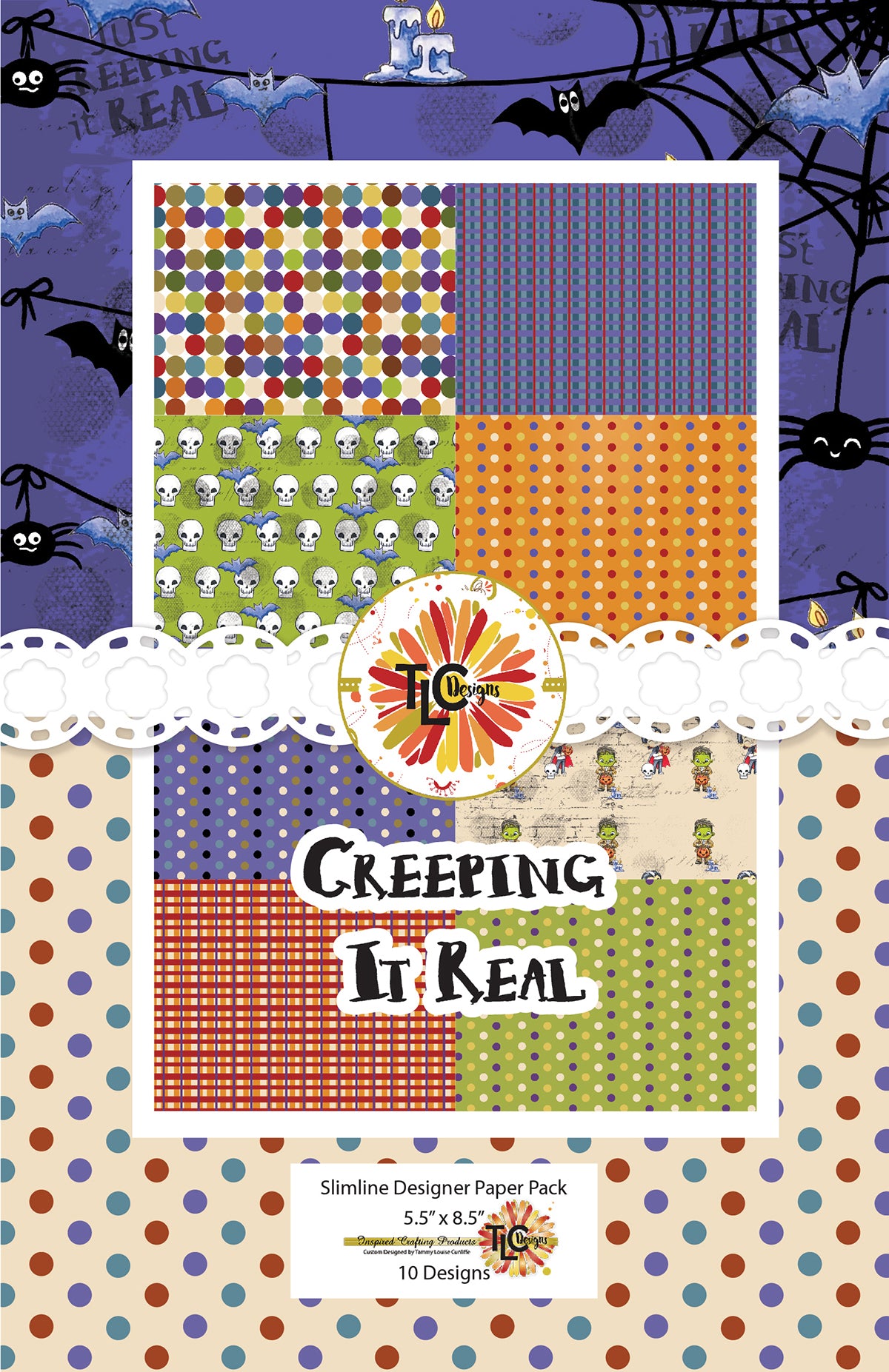 Creeping it Real Digital 10 design custom paper pack coordinating with the Creeping it real digital stamp set exclusively sold at tlcdesigns.shop