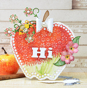 apple a day die card from tlcdesigns with flowers and a cute bumble bee. Don't forget the bow