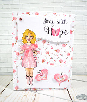It's the pretties pink breast cancer awareness greeting cart witht he sentiment that says sent with hope! by TLCDesigns.shop