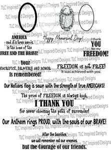 This is TLC Designs digital stamp freebie dedicated to the Brave and Free American people. With the Eagle illustration and loads of sentiments, this makes the perfect greeting card for the Holiday or any day you wish to celebrate our Brave and free people.