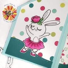 The most adorable bunny in a tutu from the Tiptoe fairy Dance poly stamp set from TLCDesigns.shop
