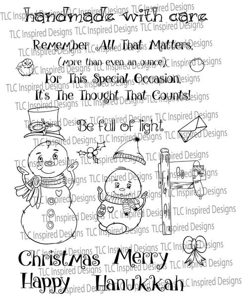 Snow Family Fun Mail digital stamp set for paper crafting at TLC Designs