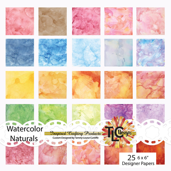 Watercolor Naturals Digital Paper Pack 6x6"