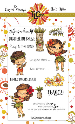 Hula Hello Digital Stamp Set