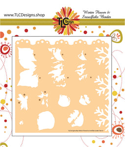 Winter Florals & Snowflake Border Stencil