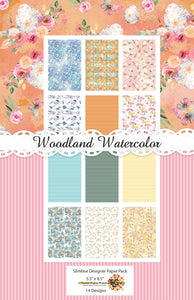 Woodland Watercolor Digital Slimline Paper Pack